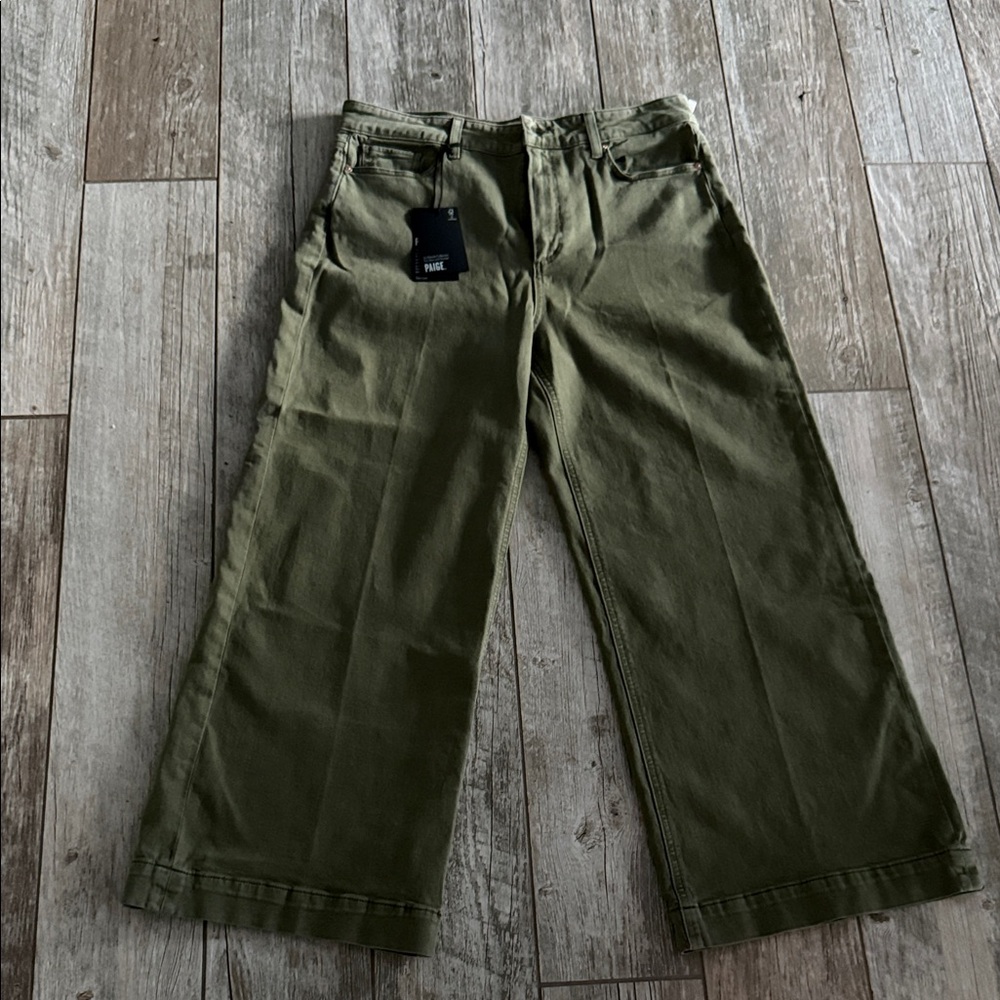 Anthropologie Paige Anessa ankle Wide Leg Olive Green Wide-Leg Pants